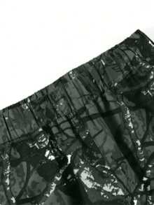 1 Peça Calça Cargo Vintage com Estampa de Lavagem de Tinta em Toda a Peça para Adolescentes Meninos, com Grandes Bolsos, Estilo Streetwear Solto, Comprimento Capri - Multicolorido - Visão 4