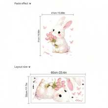 Cute Cartoon Rabbit Pattern, Soft Color Matching, Warm And Comfortable, Creating A Dreamy Nursery. Self-Adhesive, No Residue, Perfect Wall Decor For Baby Bedroom. - Multicolor - View 12