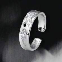 1 chiếc nhẫn bạc S925 có thể điều chỉnh kích thước, thiết kế hở, đính đá Cubic Zirconia, kiểu dáng thanh lịch, phù hợp cho nữ. - Bạc - Xem 8