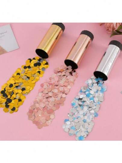 3pcs/1pc Confetti Poppers, Multicolor Paper Confetti Cannon Popper, Party Decoration & Gift For Wedding, Birthday, Graduation, Anniversary, New Year