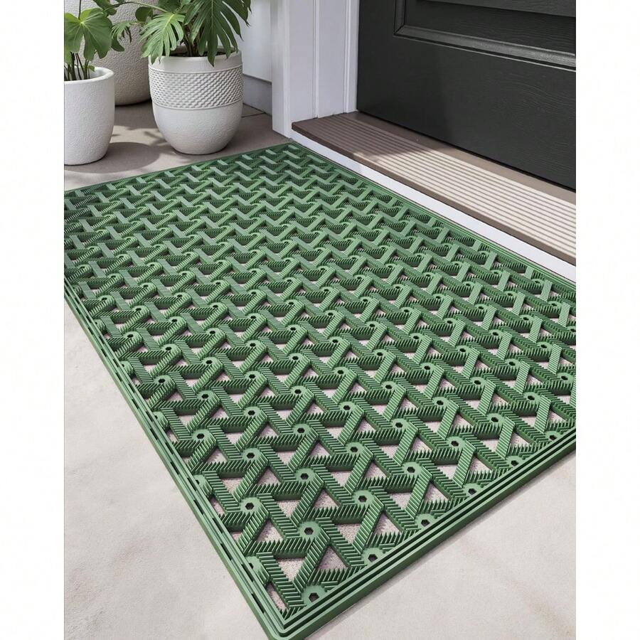 Front Door Mat Outside Entrance Rubber Welcome Floor Mats, Doormat Heavy Duty Non Slip, Dirt Trapper Waterproof Exterior Entry Mats For Patio Entryway Drainage,Home Decor - 綠色 - 查看 1