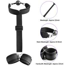 BDSM Bondage Handcuffs Mouth Gag SM Neck Hand Cuff Bondaged Restraint Fetish Adjustable  Adult Sex Toys For Men Women Couples Pleasure - 1PC - 查看 4