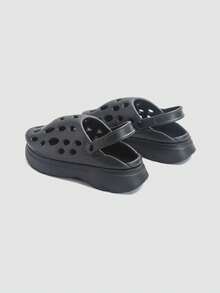 1 đôi dép bít mũi Jifffly unisex, nhẹ, chống trơn trượt, đế EVA dày, thiết kế rỗng thoáng khí, dép xăng đan cổ thấp kiểu dáng thường ngày ngoài trời. - màu đen - Xem 1