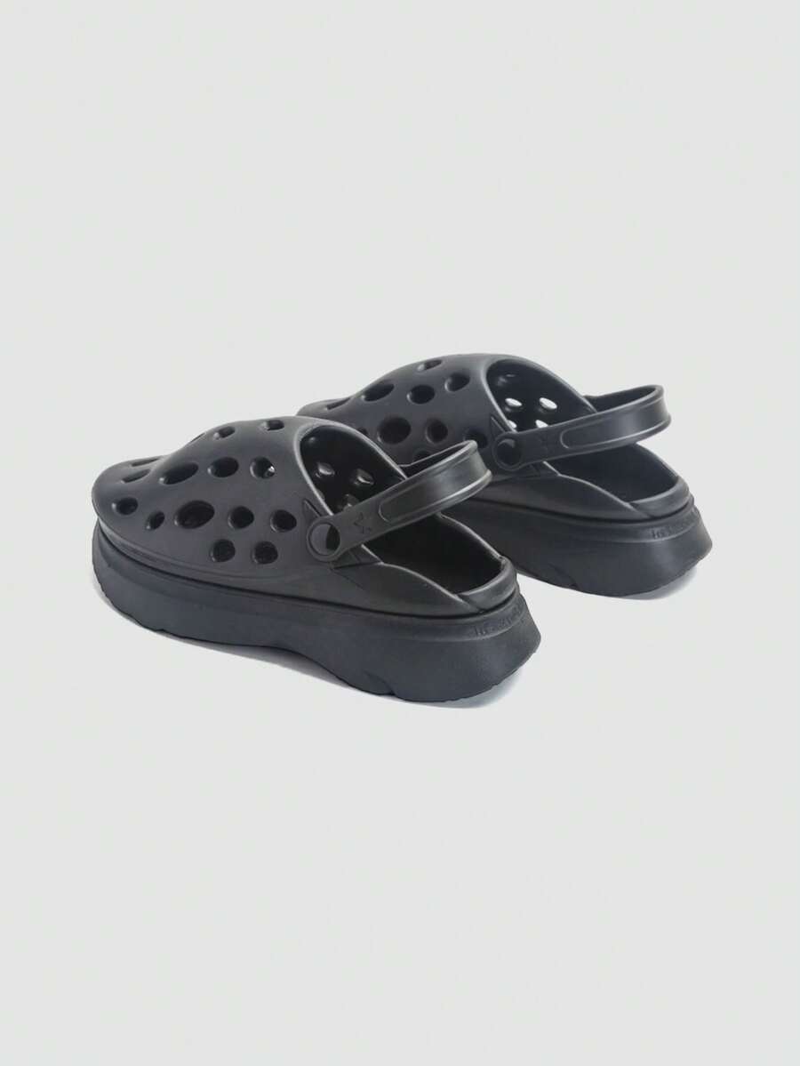1 đôi dép bít mũi Jifffly unisex, nhẹ, chống trơn trượt, đế EVA dày, thiết kế rỗng thoáng khí, dép xăng đan cổ thấp kiểu dáng thường ngày ngoài trời. - màu đen - Xem 1