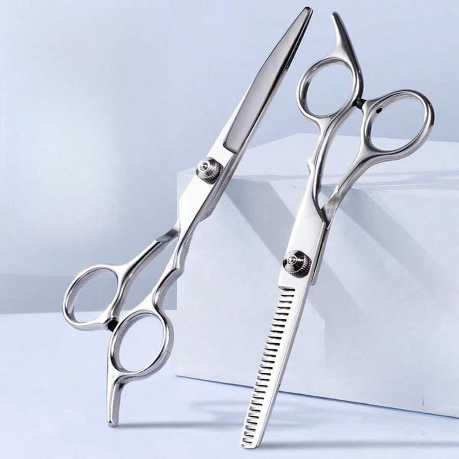 Professional Haircutting Scissors Set, Includes Scissors, Trimmers And Comb, Stainless Steel Barber Shears Suitable For Home And Salon, Precise Haircutting Tools For Men And Women Trimming, Layering And Styling - Silver - View 1