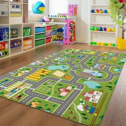 Thảm chơi game họa tiết hoạt hình dễ thương, thảm chơi game chủ đề ô tô cho mùa xuân/hè, chủ đề ngoài trời, thảm chơi game cỡ lớn chống phai màu, thảm trải sàn bền chắc cho phòng khách/phòng ngủ, phòng chơi game, trang trí nhà cửa (Thiết kế bản đồ thành phố, có thể giặt, giáo dục giao thông, kích thước lớn, quà tặng phòng chơi game/sinh nhật), thảm có thể giặt, thảm ngoài trời, thảm trải sàn cỡ lớn.