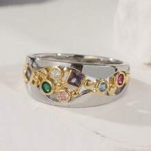 Elegant Geometric Zirconia Floral Ring, Suitable For Daily Wear And Formal Occasions - Silver - View 6