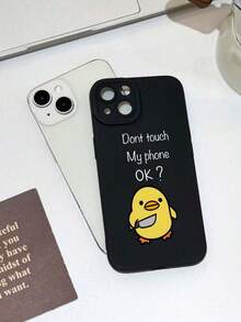 1 chiếc ốp lưng điện thoại mềm màu đen chống trượt hình vịt hoạt hình dễ thương mắt mèo cho iPhone 11/12/13/14/15/16pro Max - Nhiều màu - Xem 2