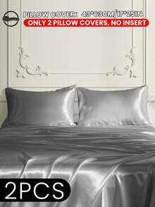 1pc Satin Pillowcase, Silk Pillowcase For Hair And Skin Care, Luxurious Silky Soft And Breathable, No Filling, Machine Washable, Autumn Home Decor - Silver - View 17