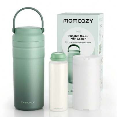  Momcozy Portable Breast Milk Cooler For Travel, 24 Hour Ice-Free Cooling Of Breast Milk Bottles, 350ml Leak-Proof Small Freezer For Outdoor Use