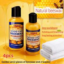 Professional Two-Component Natural Beeswax Wood Care And Repair Kit | Deeply Moisturizes To Prevent Dryness And Cracking | Suitable For Solid Wood Furniture, Floors, Countertops, Doors, And Windows | Removes Dullness And Scratches - Two Bottles Of Beeswax for the Floor (including Two Towels) - View 7