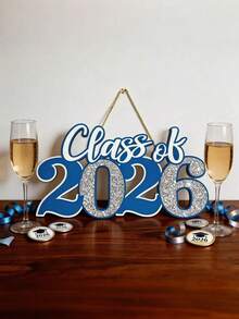 2026 Wooden Graduation Decoration - Blue & Silver 2026 Graduation Photo Booth Props And Party Decor, 2026 Graduation Gift Sign, Graduation Party Decorations (Blue & Silver) - Blue Silver - View 7