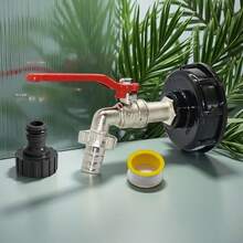 1套锌合金水龙头适配器S60X6连接器配件，适用于IBC便携式容器，兼容欧洲和美国螺纹标准，适用于花园、园艺和农业灌溉。 - A - 查看 7