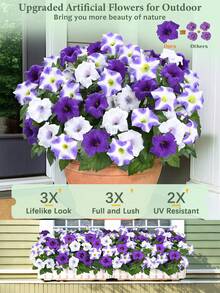 1/2/4pcs Artificial Cornflower UV-Resistant, Faux Silk Outdoor Fake Plants For Porch, Garden, Yard, Purple And White Realistic Floral Decor - Purple White - View 10