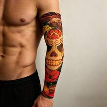 1 chiếc ống tay bằng nylon in hình động vật hoạt hình và hoa lá theo phong cách đường phố Halloween, mát mẻ và chống nắng mùa hè. - A - Xem 3