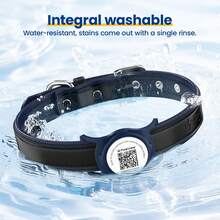 Premium Genuine Leather Waterproof & Stain-Resistant Dog Collar - Features Built-In Slide-In AirTag Slot, Soft Lining, And Laser-Engraved QR Code ID - Suitable For Medium To Large Dogs (Adjustable) - Multicolor - View 3