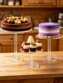 Giá đỡ bánh tròn bằng acrylic trong suốt, giá đựng bánh cupcake trong suốt, giá trưng bày bánh ngọt, bánh kẹo, thích hợp cho bàn tráng miệng, tiệc sinh nhật, sự kiện cưới. - Xem 5