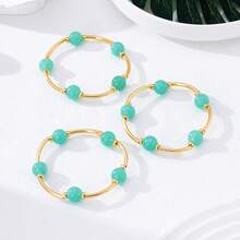 3pcs/Set Fashionable Minimalist Round Elastic Stackable Green Bangle Bracelets, Suitable For Women's Daily Wear, Suitable For Evening Gala, Dates, Parties And Holiday Gifts - Bracelet - View 6