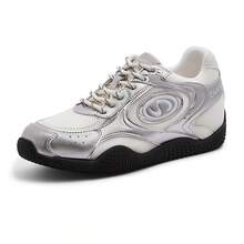 CAMEL CROWN Utomhus Dam Vår Casual Klackhöjande Sneakers Sportskor - Silver Svart - Visa 6