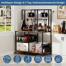 Double Metal 3D Printer Stand With Filament Storage, T-Shaped Filament Holder, And Locking Casters. Mobile Or Stationary Workbench For Two 3D Printers, Ideal For Home And Workshop Use. - Black - View 5