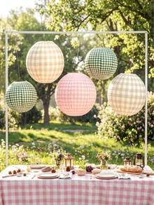 6 Pack Paper Lanterns Party Decorations, Mini Lanterns Pink Green Hanging Paper Lanterns For Bachelorette Birthday Outdoor Party, Camping Party Decorations, Rustic Backyard Wedding, Garden BBQ Supplies - Multicolor - View 1