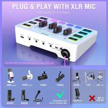 Mezclador de audio, mezclador de PC para transmisión de juegos con deslizador, interfaz de micrófono XLR, monitoreo, para grabación de video/voz de juego/podcast--FIFINE SC3 Blanco - Ver 7