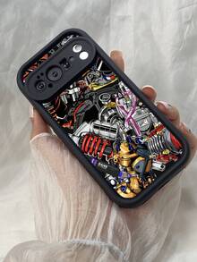 NR5アニメーションモーターアート,対応するPixel 10 9 8 Pro 9A 8A ケース、対応するiPhone17 16 15 14 13 12 11 Pro Max 7 8 16 15 14 Plus 16e 17e 17 Air ケース、フルカメラ保護ソフト TPU ケース、キャンディカラーエンジェルアイラダーマットシリコン肌に優しいタッチフォンケースカバー（女性＆女の子向け） - ブラック - チェックする 5