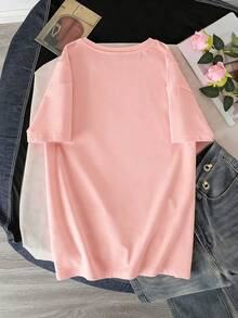 3 Stücke/Set Teenager Mädchen Rundhals Kurzarm T-Shirts, verschiedene Farben mit Schleifen Muster, einfaches lässig T-Shirt Set - Verschiedenfarbig - Übersicht 8