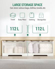 HaluPeit Schuhbank, Sitzbank mit Stauraum, Bank mit Stauraum, Platz Sparen, Geeignet für Wohnzimmer, Foyer, Eingangsbereich und Schlafzimmer, 40 x 150 x 48 cm, Vintagebraun-Weiß - weiß braun - Übersicht 5