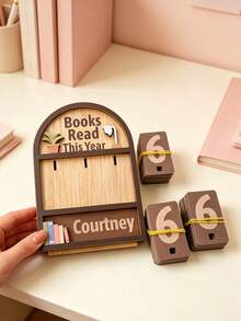Personalized Annual Reading Counter & Custom Reading Tracker - A Charming Mini-Bookshelf Featuring 30 Numbered Blocks. Handcrafted From Wood, It Boasts A Lightweight Yet Durable Design. Personalize This Reading Tracker With Your Own Name - Multicolor - View 6