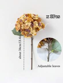 MEHELANY 3pcs/Set Artificial Hydrangea Flower Bouquet, Vintage Fake Hydrangea Branches, Wholesale Realistic Hydrangea Floral Decor, Suitable For Wedding Party, Home Centerpiece, DIY Bridal Bouquet, Valentine's Day, Birthday, Graduation Gift - Yellow - View 6