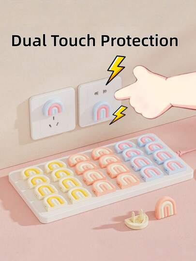 8 piezas (4 piezas de doble orificio + 4 piezas de triple orificio) Cubiertas de enchufe coloridas de arcoíris, protectores de toma eléctrica del hogar, cubiertas de para enchufes, adecuadas para la protección de tomas de hogar