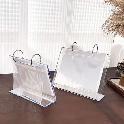 1 bộ giá đỡ trưng bày album ảnh acrylic trong suốt, sách lịch ảnh, thích hợp để làm đồ trang sức, trưng bày khung ảnh để bàn, album ảnh mini và sắp xếp lịch văn phòng.