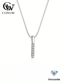 ConiiW 这款925纯银高品质莫桑石吊坠项链，专为女性设计，款式时尚，直筒设计，搭配精致饱满的宝石吊坠。简约、优雅、时尚、百搭，设计精巧。独特、创意十足，略带奢华感。活泼、清新、甜美、优雅、温柔、成熟、休闲、经典、简约，皆可驾驭。 - 銀色 - 查看 2