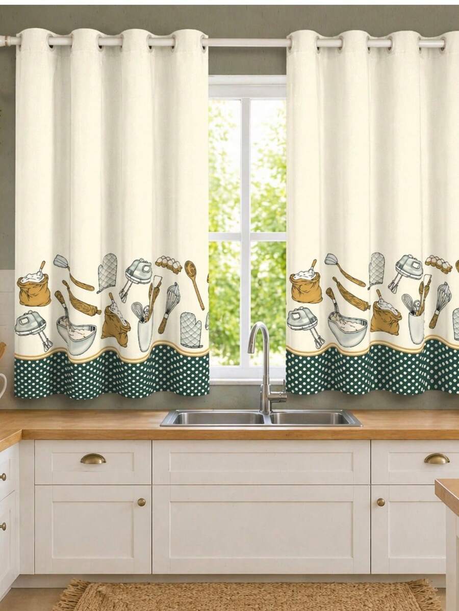 Kitchen And Window Curtain 2.00 X 1.50 Printed - Utensils - View 1