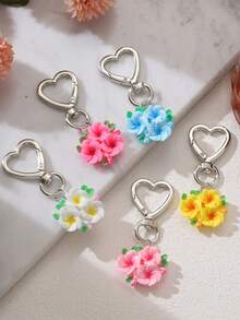 1pc/5pcs Women's Accessories Bag And Pendant - Lotus Shaped Car Keychain Pendant, Women's Bag Charm - Phone Charm, Wallet, Handbag, Backpack And School Bag, Bag Pendant, Pink, White, Yellow, Purple, Rose Pink Egg-Shaped Flower Pendant, Suitable For Wedding Accessories, As A Gift For Girlfriend, Birthday Gift, Christmas Gift, New Year Gift, Ideal Valentine's Day Gift - Bright - View 4