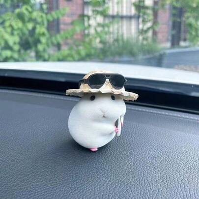 Đồ trang trí bảng điều khiển hình chuột hamster nhỏ dễ thương, phụ kiện nội thất xe hơi hình chuột hamster đáng yêu, đồ trang trí gương chiếu hậu, quà tặng ngộ nghĩnh cho phụ nữ và bé gái.