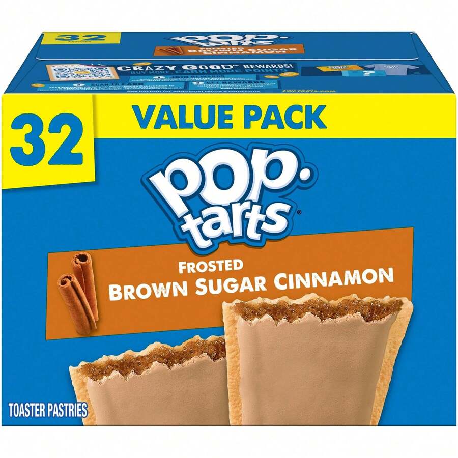 Pop Tarts Pop-Tarts Toaster Pastries, Breakfast Foods, Kids Snacks, Family Pack, Frosted Brown Sugar Cinnamon (32 Pop-Tarts) - Brown Sugar Cinnamon - View 1