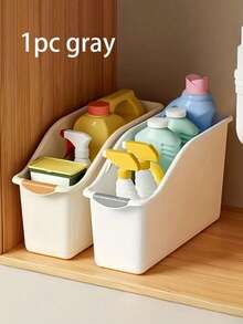 1 pièce Boîtes de rangement au design incurvé en plastique robuste, organisateur, conteneur gain de place pour sous l'évier, le garde-manger & l'organisation des armoires, convient pour les fournitures de nettoyage, les articles ménagers essentiels & le rangement de la cuisine/salle de bain, l'organisation du garde-manger - Multicolore - Voir 8