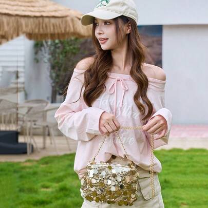 Túi đính sequin vảy cá mới năm 2026, túi dây xích nhiều màu, đeo vai và đeo chéo 2 trong 1, túi dự tiệc đính sequin sang trọng, dây xích có thể điều chỉnh, phù hợp cho cả đi làm và dự tiệc.
