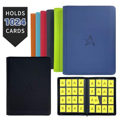 Carpeta para tarjetas con 16 bolsillos que pueden contener 1024 tarjetas, carpeta de tarjetas de intercambio premium con cremallera, álbum de colección con 360 bolsillos dobles, álbum de coleccionista, carpeta para tarjetas de MTG, TCG, tarjetas deportivas (6 colores)