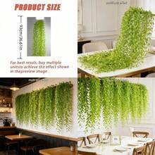 70 pièces Lianes de saule vert artificiel de luxe - Décoration de printemps/été sans entretien, lierre toujours vert résistant aux intempéries, convient pour arche de mariage, hôtel, décoration de plafond, treillis, décoration de fête, célébration saisonnière, jardin extérieur, toile de fond, écran pare-soleil, rideau de décoration artificielle, résistant aux intempéries, durable - Vert - Voir 10