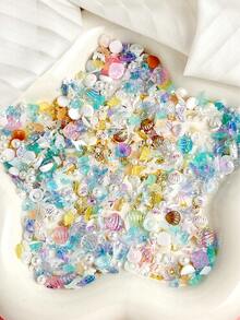 50件裝海洋主題美甲裝飾，樹脂美人魚尾、貝殼與海星美甲飾品，迷你海洋風配件，適合夏季美甲美甲飾件 - 彩色 - 查看 5