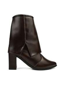 Women's Ankle Boot With Chunky Heel, Pointed Toe, Leather, Elegant And Comfortable - 鏽棕色 - 查看 7