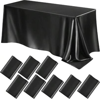 1/2 chiếc khăn trải bàn bằng vải satin đen, 3 lựa chọn kích cỡ, khăn trải bàn hình chữ nhật bằng vải mịn, thích hợp cho tiệc tùng, đám cưới, tiệc mừng em bé, sinh nhật, ngày lễ, trang trí nhà cửa hoặc bất kỳ sự kiện nào.