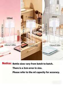Botella de viaje recargable de PET transparente con diseño de lazo rosa, con cabezal de bomba portátil de 3.38oz/6.76oz, apta para quitaesmalte, tónico y desmaquillante, con forma de cúpula, lavado a mano, reutilizable, esencial para viajes y vacaciones - multicolor - Ver 7