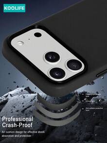 Ốp điện thoại Koolife 1 chiếc màu đen giả da PU, chất liệu PC+TPU bền chắc, chống trầy xước, tương thích MagSafe, khung viền kim loại và các nút bấm độc lập, cầm nắm chắc chắn, chống trượt cao cấp, tương thích với Apple 17/17pro/17promax - màu đen - Xem 9