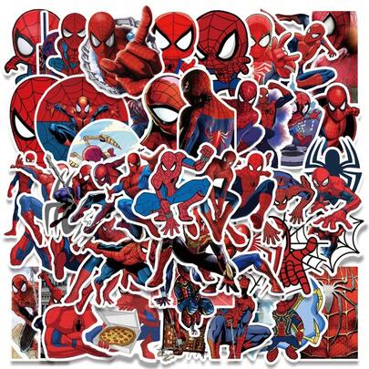  50pcs/Set Spider-Man Stickers, Super Hero Cartoon Stickers, Marvel Movie Graffiti Stickers, Ideal Small Gift For Fans, Family And Friends, Cool Summer Decoration, Best Friend/Couple Gift, Daily Accessory