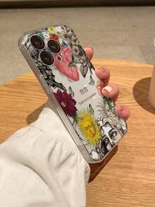 1 pieza Funda protectora de teléfono personalizada y creativa con patrones impresos de sol, luna, mariposa, flor, letra, corazón, de material TPU suave y transparente, con protección para la lente de la cámara, compatible con Apple, Nothing, Pixel - Multicolor - Ver 2
