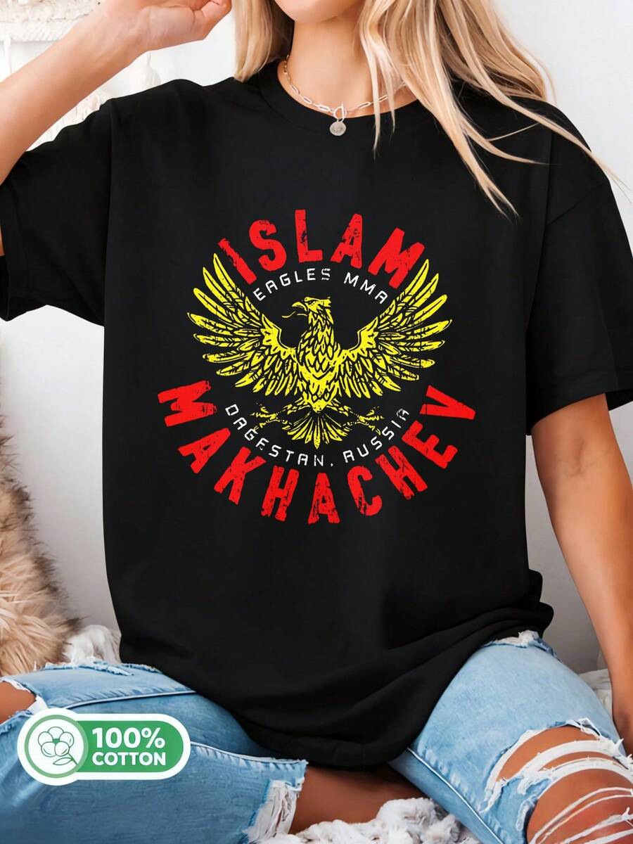 Islam Makhachev Russian MMA Champion Men's Black T-Shirt - Black - View 1